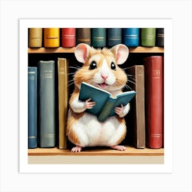 Hamster Reading Book 3 Art Print