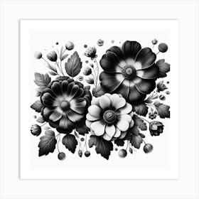 Black and white flowers 5 Art Print