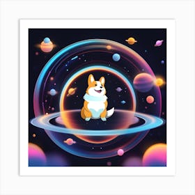 Corgi In Space 2 Art Print