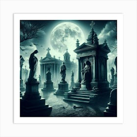 Graveyard At Night 23 Art Print