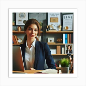 Businesswoman In Office 2 Art Print