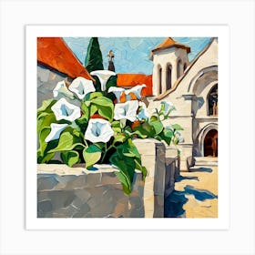 Bindweed Flowers In A Churchyard Art Print