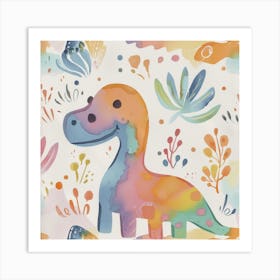 Cute Muted Pastel Amargasaurus Dinosaur 1 Art Print