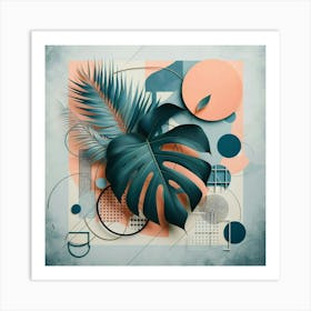 Aesthetic style, Abstraction with tropical leaf 7 Art Print