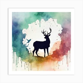 Abstract Deer Silhouette Art Print