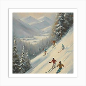 Skiers On The Slopes Art Print