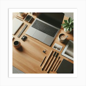 Desk With A Laptop Art Print