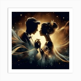 Couple In Love With Starry Sky Art Print