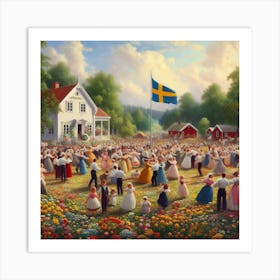 Swedish summer dance 2 Art Print