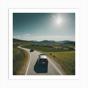 Car Driving In The Countryside Art Print