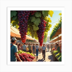 Market With Grapes Art Print