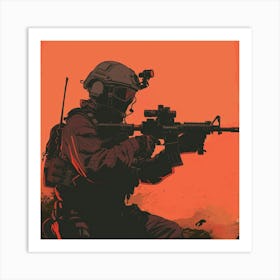 Soldier With A Gun Art Print