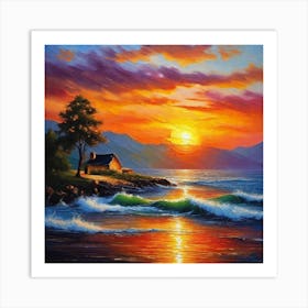 Sunset At The Beach 143 Art Print