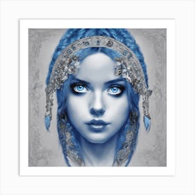 Girl With Blue Hair Art Print