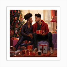 realistic Black Gay Couple Christmas Stylish Deep 1da4d528 2d57 4245 Aa04 32fee3e468a6 Art Print