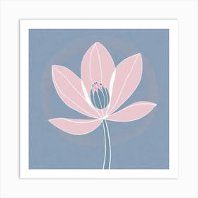 A White And Pink Flower In Minimalist Style Square Composition 92 Art Print