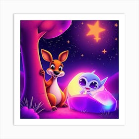 An Alien Baby And Kangaroo In Hide n Seek Art Print