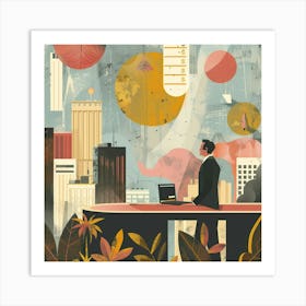 Illustration Of A Businessman 4 Art Print