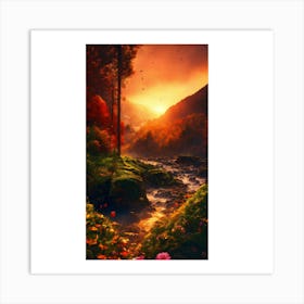 Sunset In The Mountains 4 Art Print