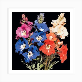 Andy Warhol Style Pop Art Flowers Delphinium 3 Square Art Print