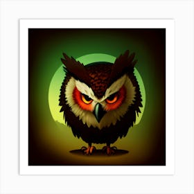 Owl angry Art Print