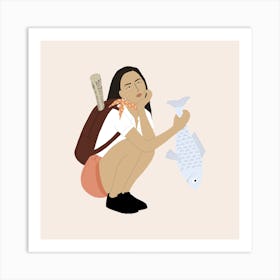 Camping Girl Art Print