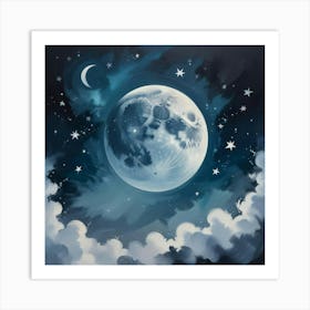 Moon And The Stars Art Print Art Print