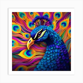Colorful Peacock 2 Art Print
