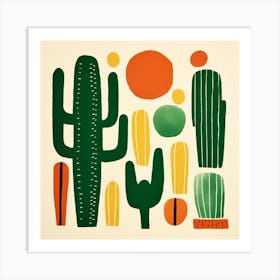 Rizwanakhan Simple Abstract Cactus Non Uniform Shapes Petrol 87 Art Print