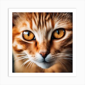 Front Facing Adorable Little Orange Tabby Cat With Big Eyes, Dry Brush Watercolor Art, Soft, Wispy, Art Print