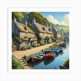 Cottages By The Water Art Print