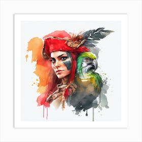 Watercolor Pirate Woman #2 Art Print