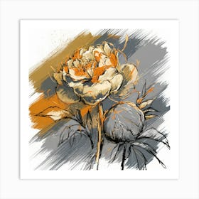 Golden Peony A Dynamic Sketch Of Bloom And Color (3) Art Print