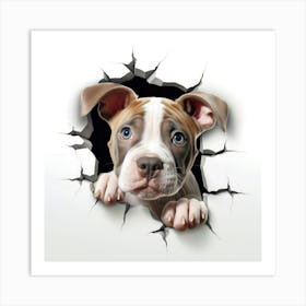 Dog Peeking Through A Hole 3 Art Print