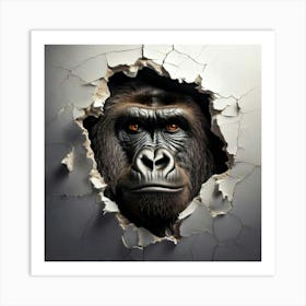 Firefly Intense Gorilla Face Emerging From Ripped Paper 81604 (2) Art Print