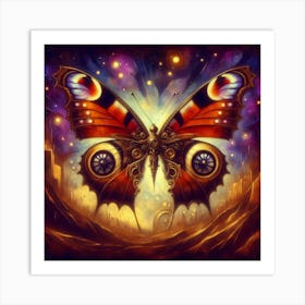 Futurist Butterfly in Surreal Landscape Art Print