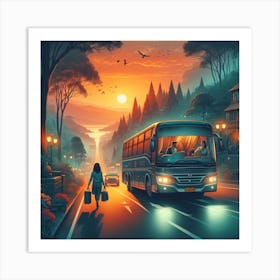 Bus On The Road Art Print