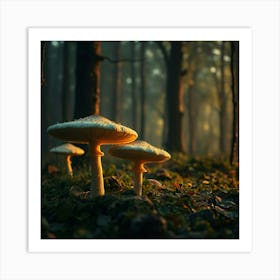 Mushrooms In The Forest 5 Art Print