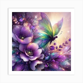 Butterfly And Flowers Art Print