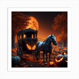 Horse Drawn Carriage With Pumpkins Art Print