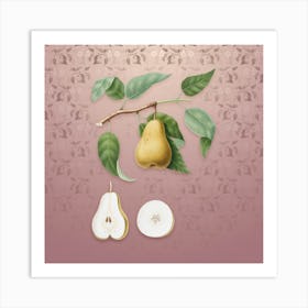Vintage Pear Botanical on Dusty Pink Pattern Art Print