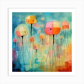 Maraclemente Jelly Fish Painting Style Of Paul Klee Seamless 1 Art Print