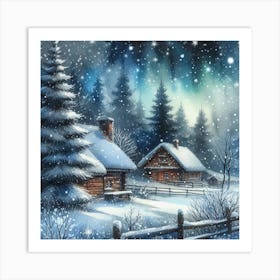 Winter Cabin In The Snow Art Print