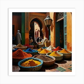 Morocco Spice Market 1 Art Print