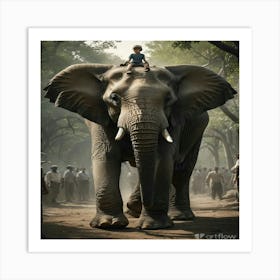 Elephant And The Boy Art Print