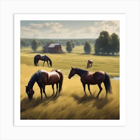 Horses In The Field 21 Art Print