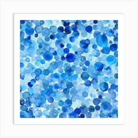 Blue Watercolor Splashes 2 Art Print