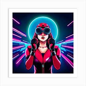 Girl In Neon Art Print