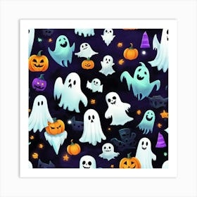 Ghosts And Pumpkins Art Print