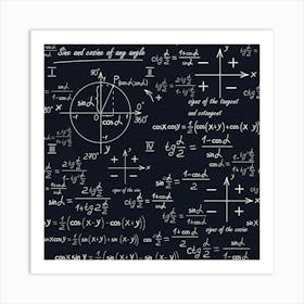 Mathematical Formulas On A Blackboard 1 Art Print